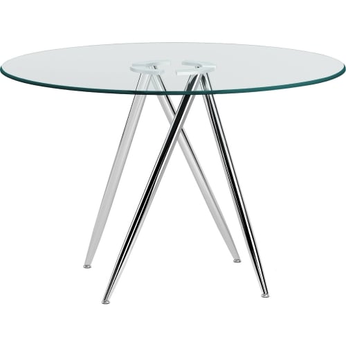 Beatriz 47" Round Dining Table in Tempered Glass & Chrome